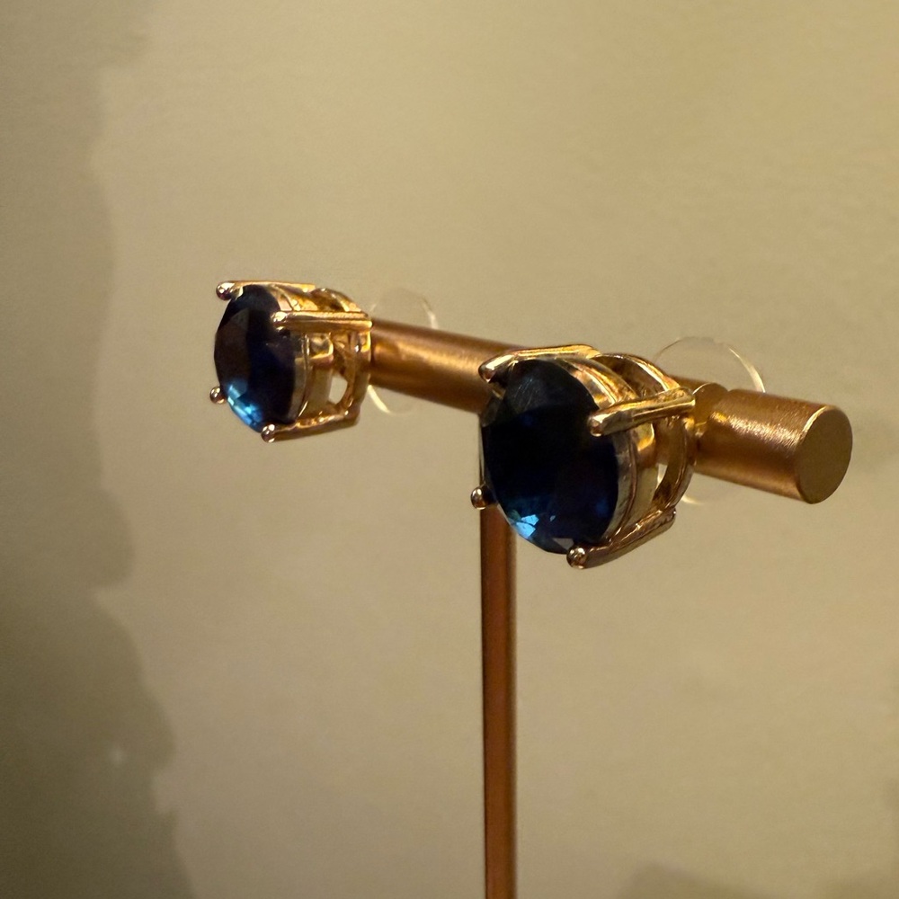 Vintage Y2K KATE SPADE • Navy/Gold Gumdrop Stud Earrings - Picture 8 of 10